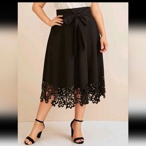 Black floral lace skirt